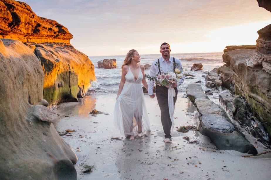 Couples portrait during an elopement in San Diego California