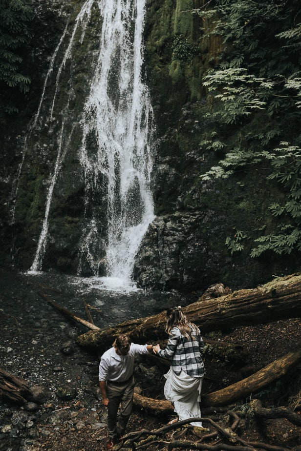Waterfall elopement in Olympic National Park