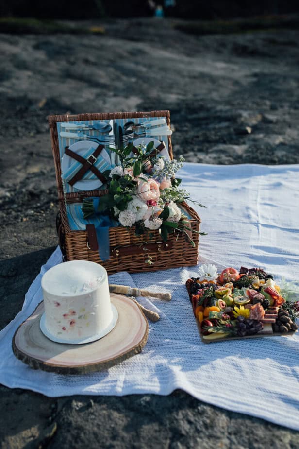 A romantic picnic for an elopement in the mountains. 