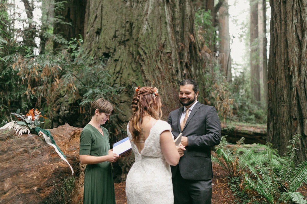 An elopement ceremony in jedediah state park in California.