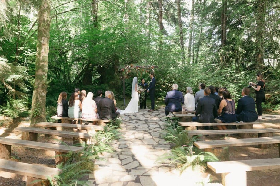 An elopement ceremony in Forks, Washington at Fern Acres.