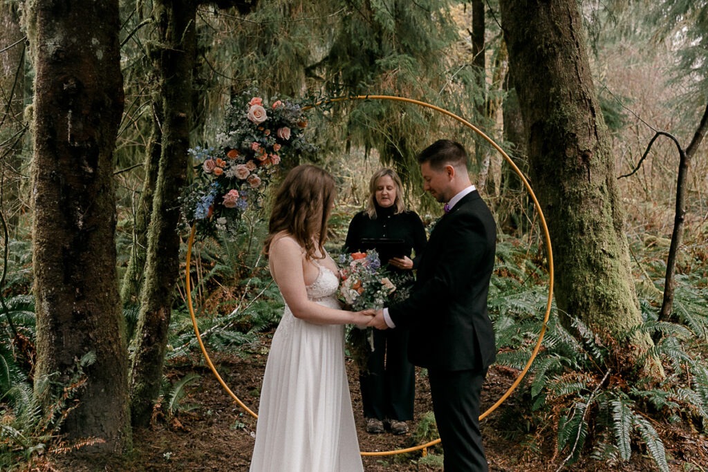 An elopement ceremony in Forks, Washington.