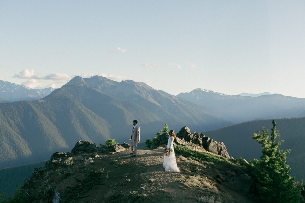 An elopement ceremony at Deer Park in Port Angeles, Washington.